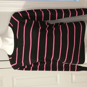 JC Penney_Long sleeve_Black and pink stripes_L